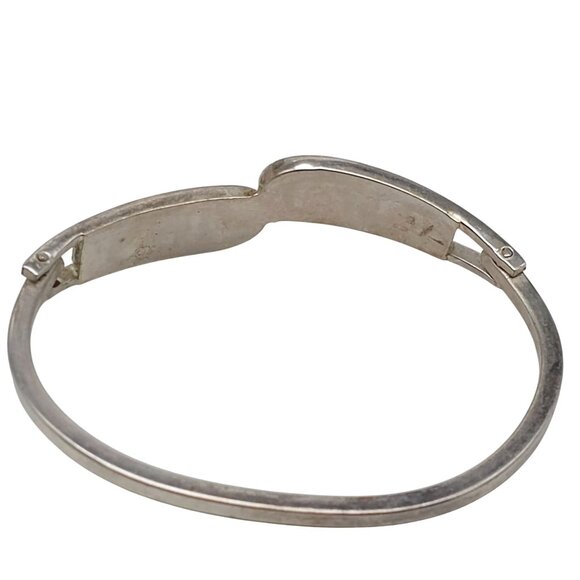 Vintage Mexico Sterling Silver Hinged Bangle Bracelet Inlay Abalone Shell - Picture 2 of 5